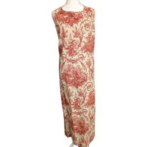 Vintage 90s Positive Attitude Dress Sz 20 Red Linen Blend Busby Pastorale France